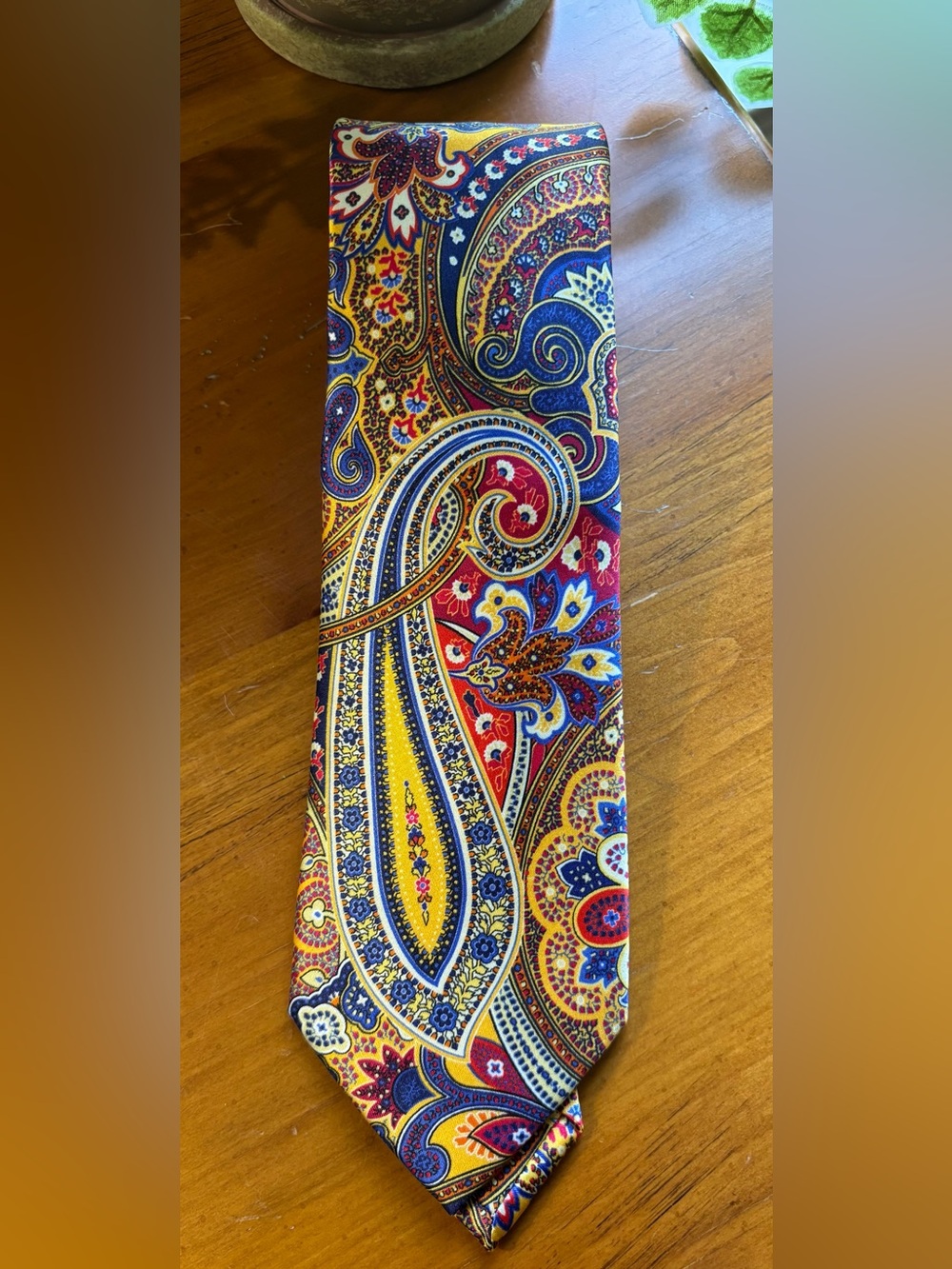 Jos. A. Bank 100% Silk Paisley Tie Blue Gold Red Yellow Classic Men’s NWT